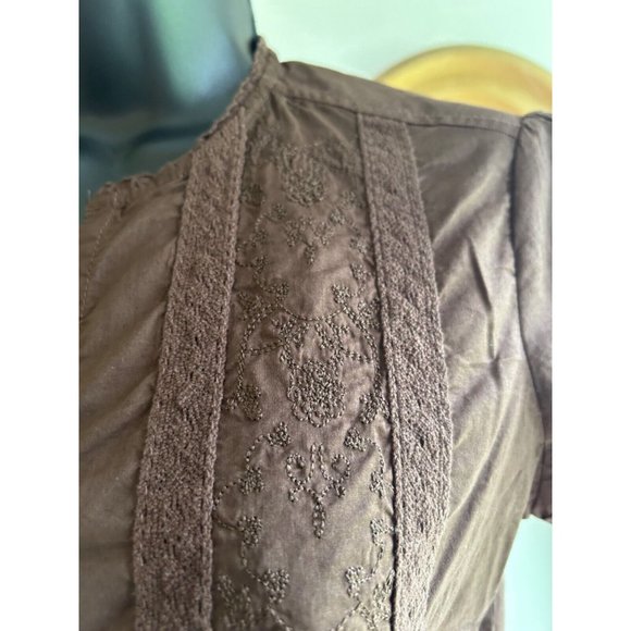 Women's Caribbean Joe Top Size Petite Small Brown Embellished Side Slits - Picture 5 of 13